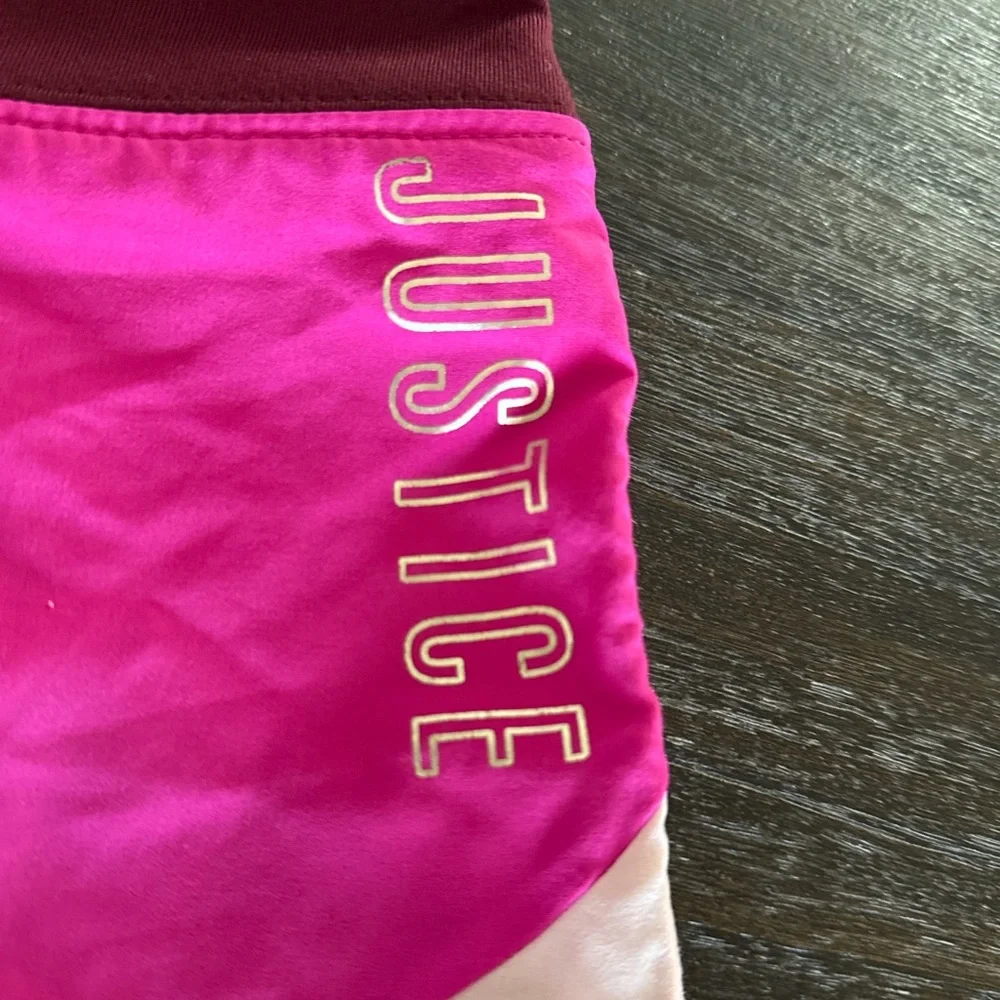 Justice Girls 7 Grey & White & Pink Pair of Athletic Shorts